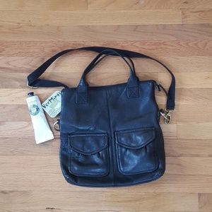 Black leather fossil crossbody purse